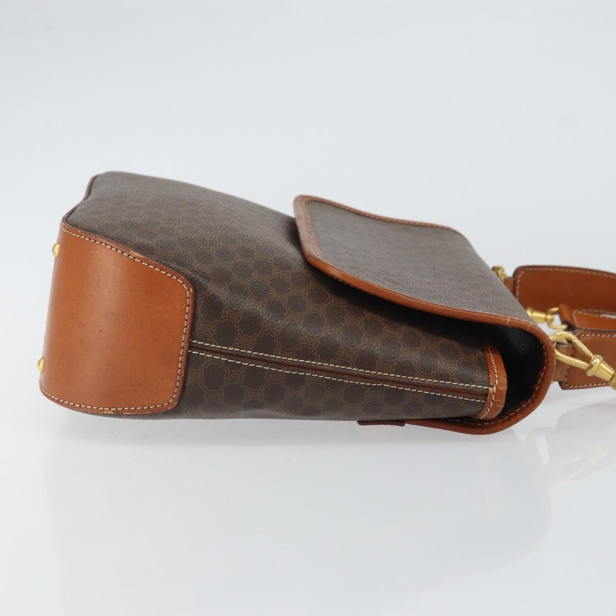 CELINE Macadam Canvas Hand Bag PVC Leather 2way Brown Gold Auth 161500