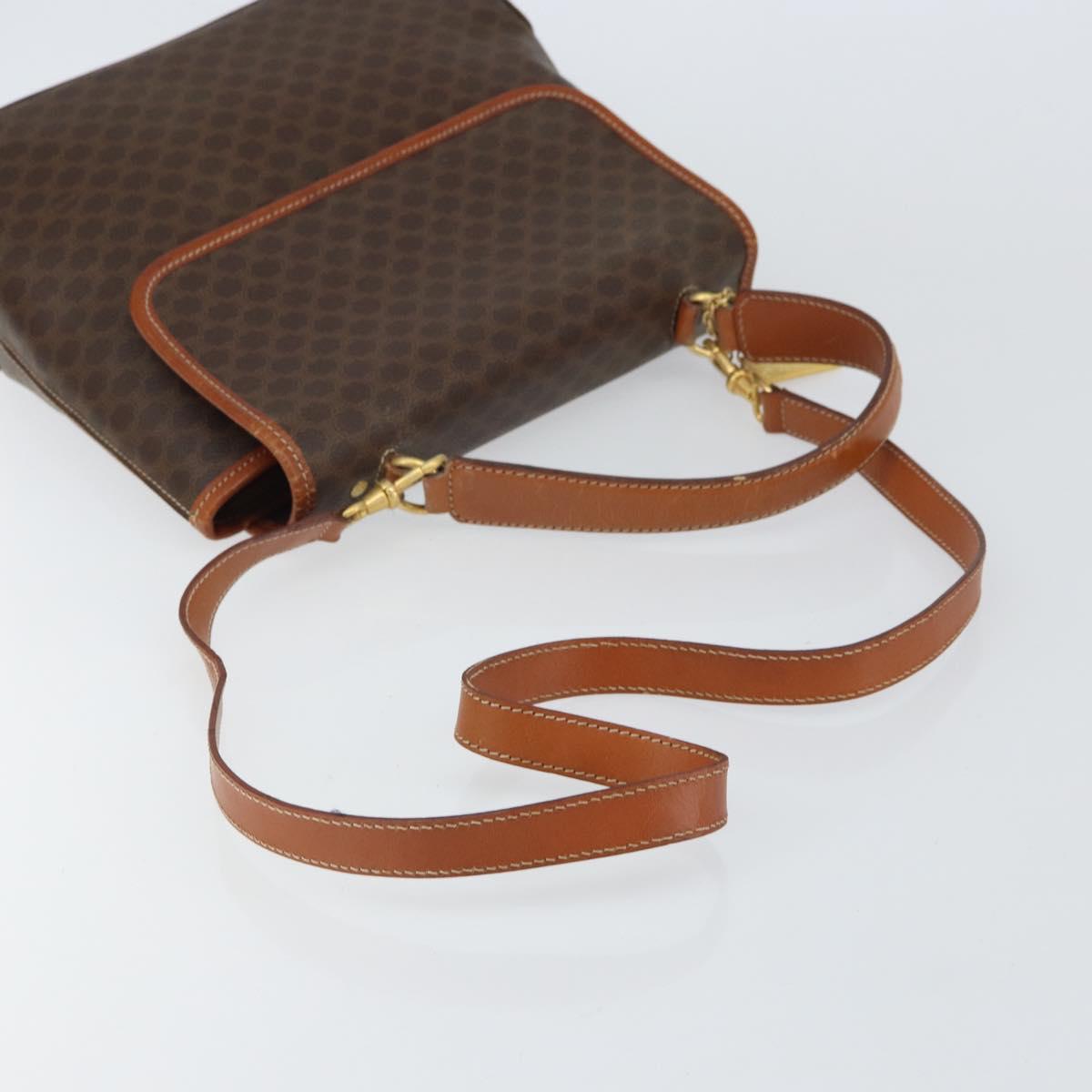 CELINE Macadam Canvas Hand Bag PVC Leather 2way Brown Gold Auth 161500
