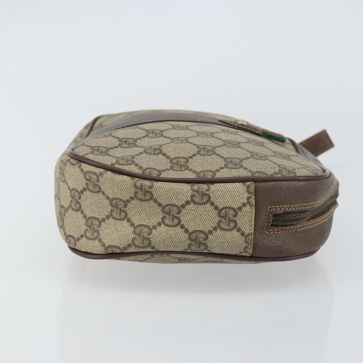 GUCCI GG Supreme Web Sherry Line Clutch Bag PVC Beige 156 01 034 Auth 161502