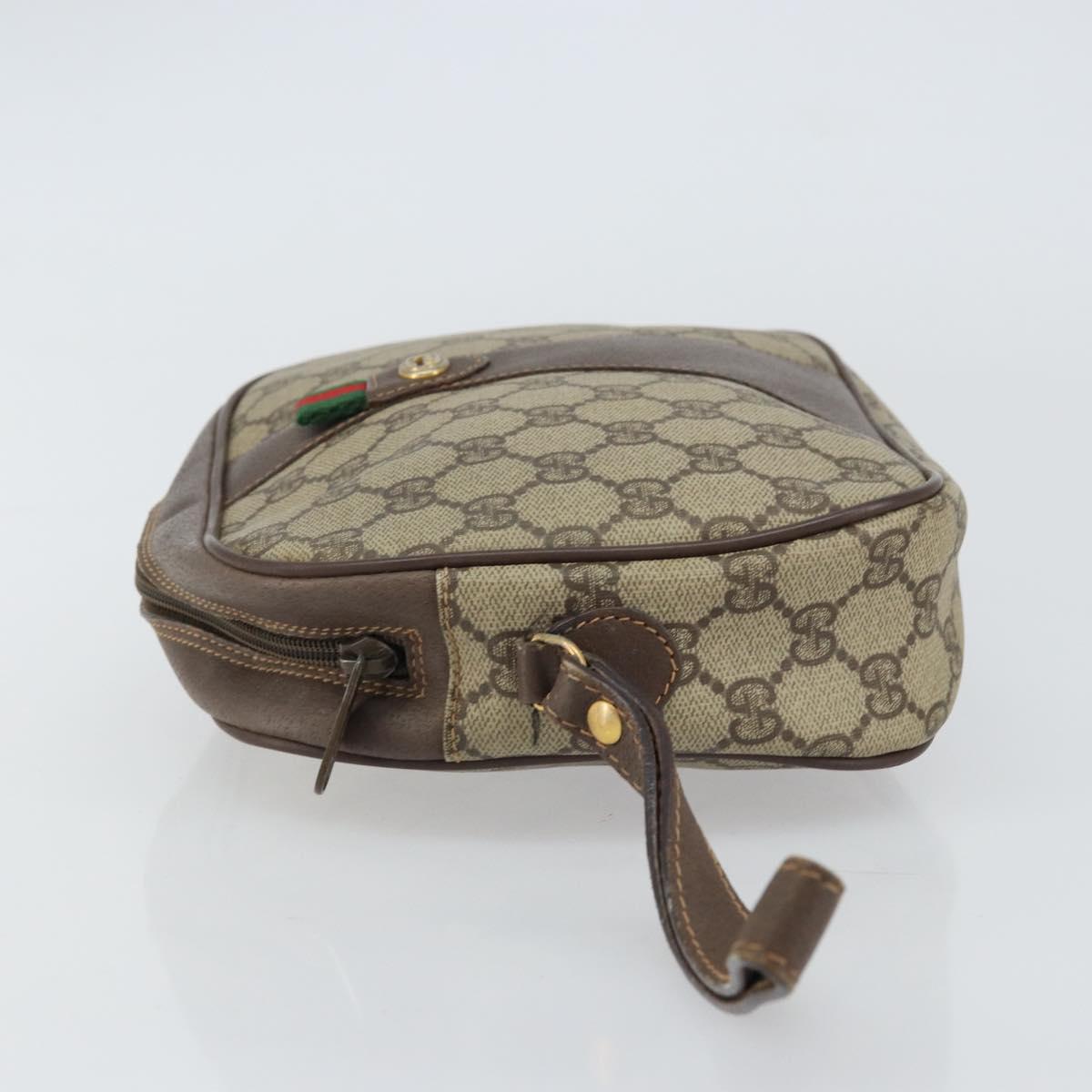 GUCCI GG Supreme Web Sherry Line Clutch Bag PVC Beige 156 01 034 Auth 161502