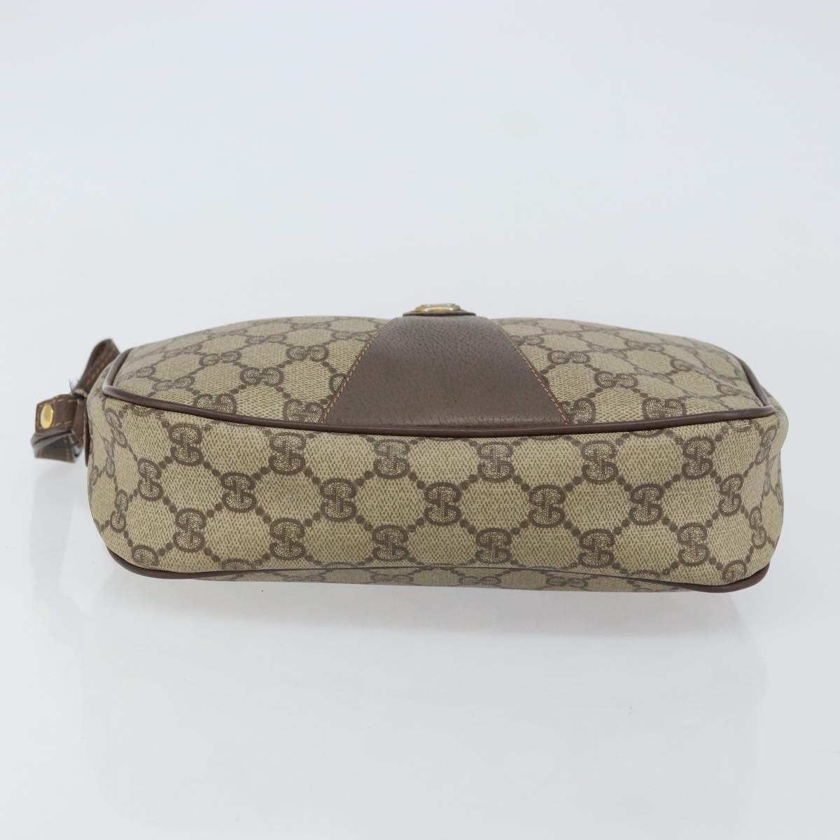 GUCCI GG Supreme Web Sherry Line Clutch Bag PVC Beige 156 01 034 Auth 161502