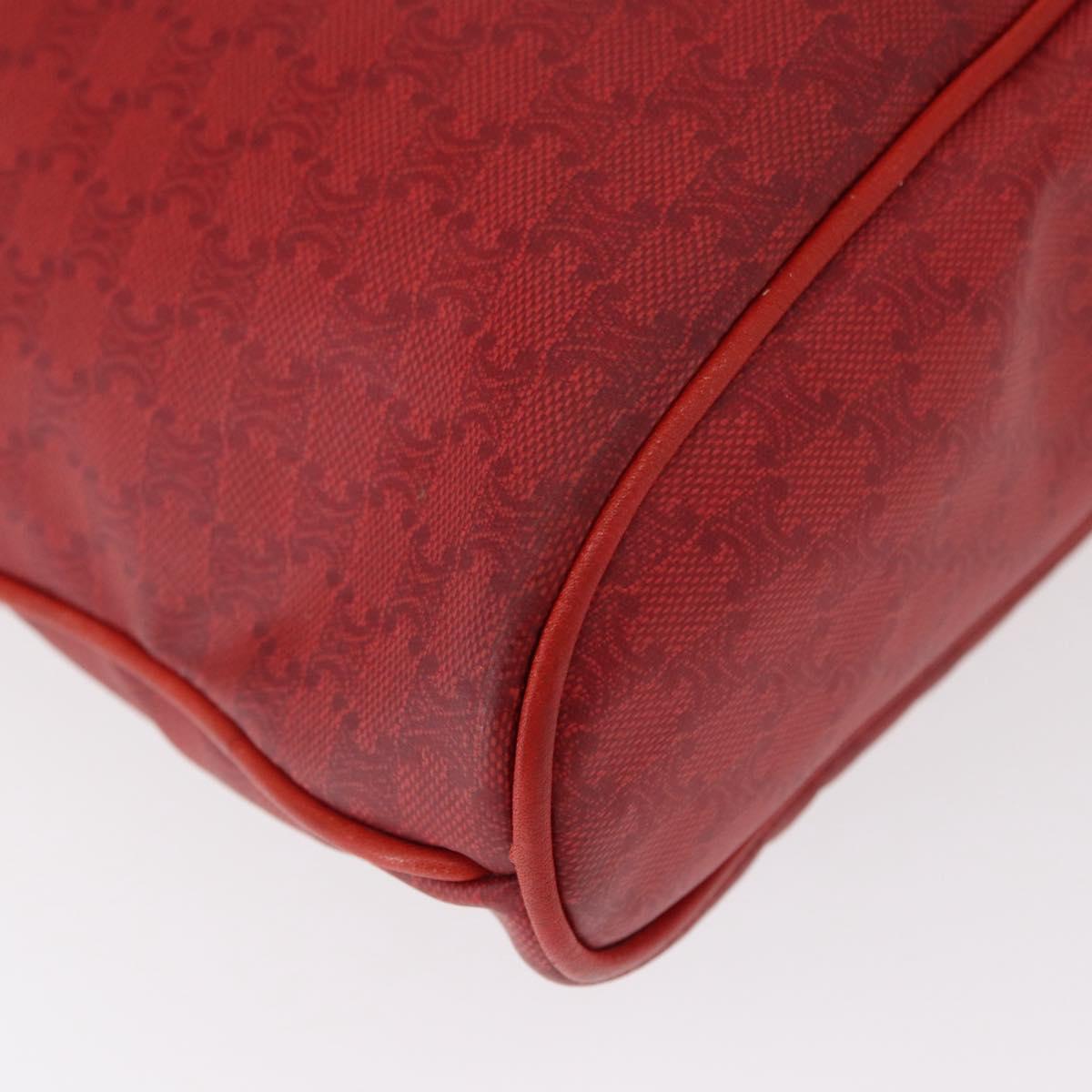 CELINE Macadam Canvas Shoulder Bag Red Gold Auth 161503