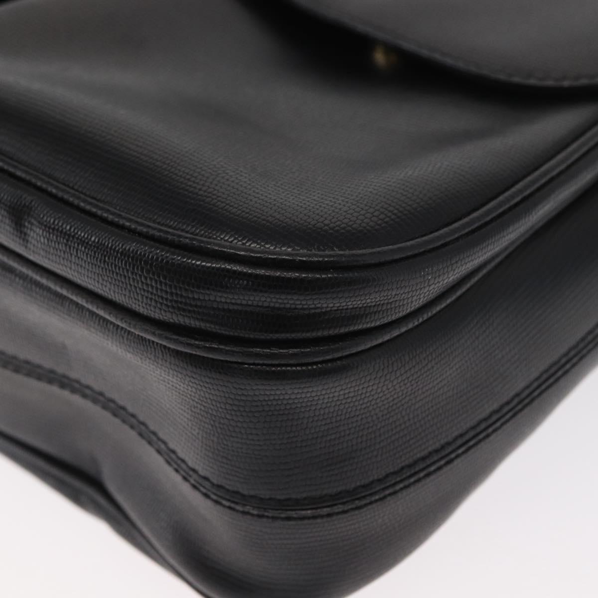 CELINE Circle Shoulder Bag Leather Black Gold Auth 161504