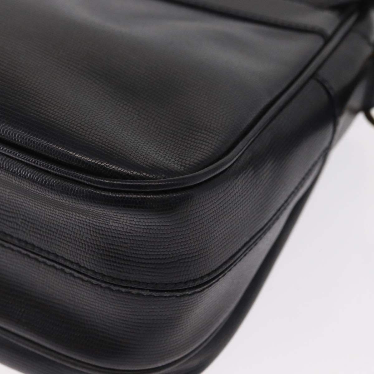 CELINE Circle Shoulder Bag Leather Black Gold Auth 161504