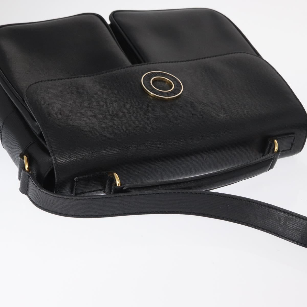 CELINE Circle Shoulder Bag Leather Black Gold Auth 161504