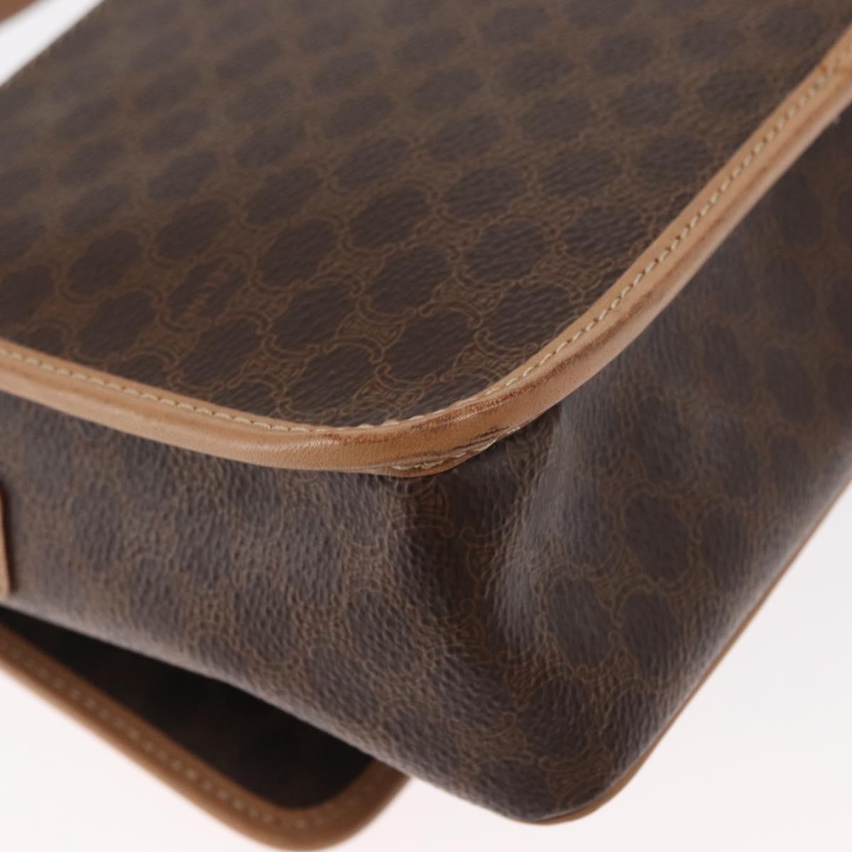 CELINE Macadam Canvas Shoulder Bag PVC Leather Brown Gold Auth 161505