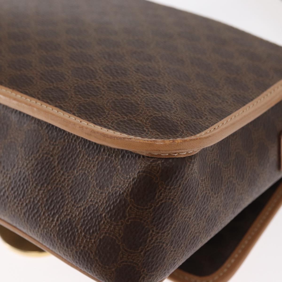 CELINE Macadam Canvas Shoulder Bag PVC Leather Brown Gold Auth 161505