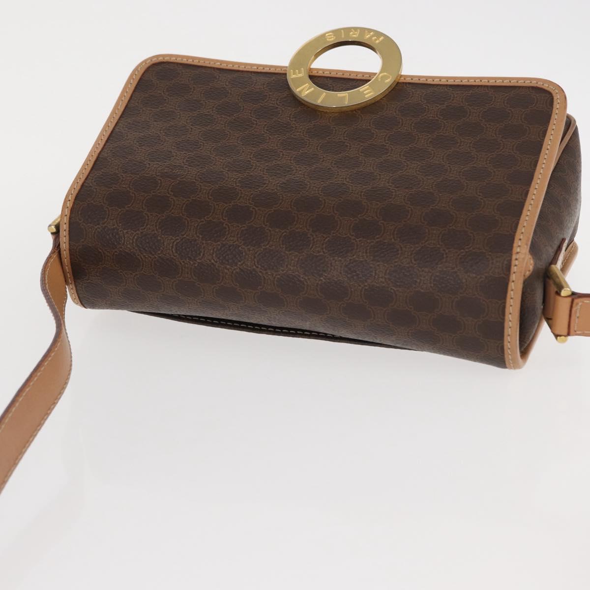 CELINE Macadam Canvas Shoulder Bag PVC Leather Brown Gold Auth 161505