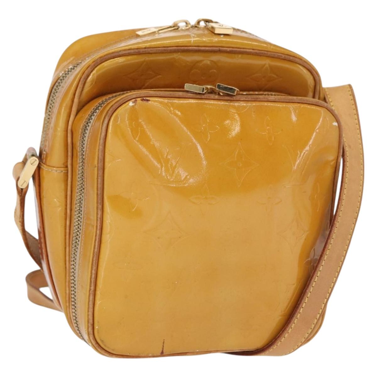 LOUIS VUITTON Monogram Vernis Wooster Bag Lime Yellow M91075 LV Auth 161506