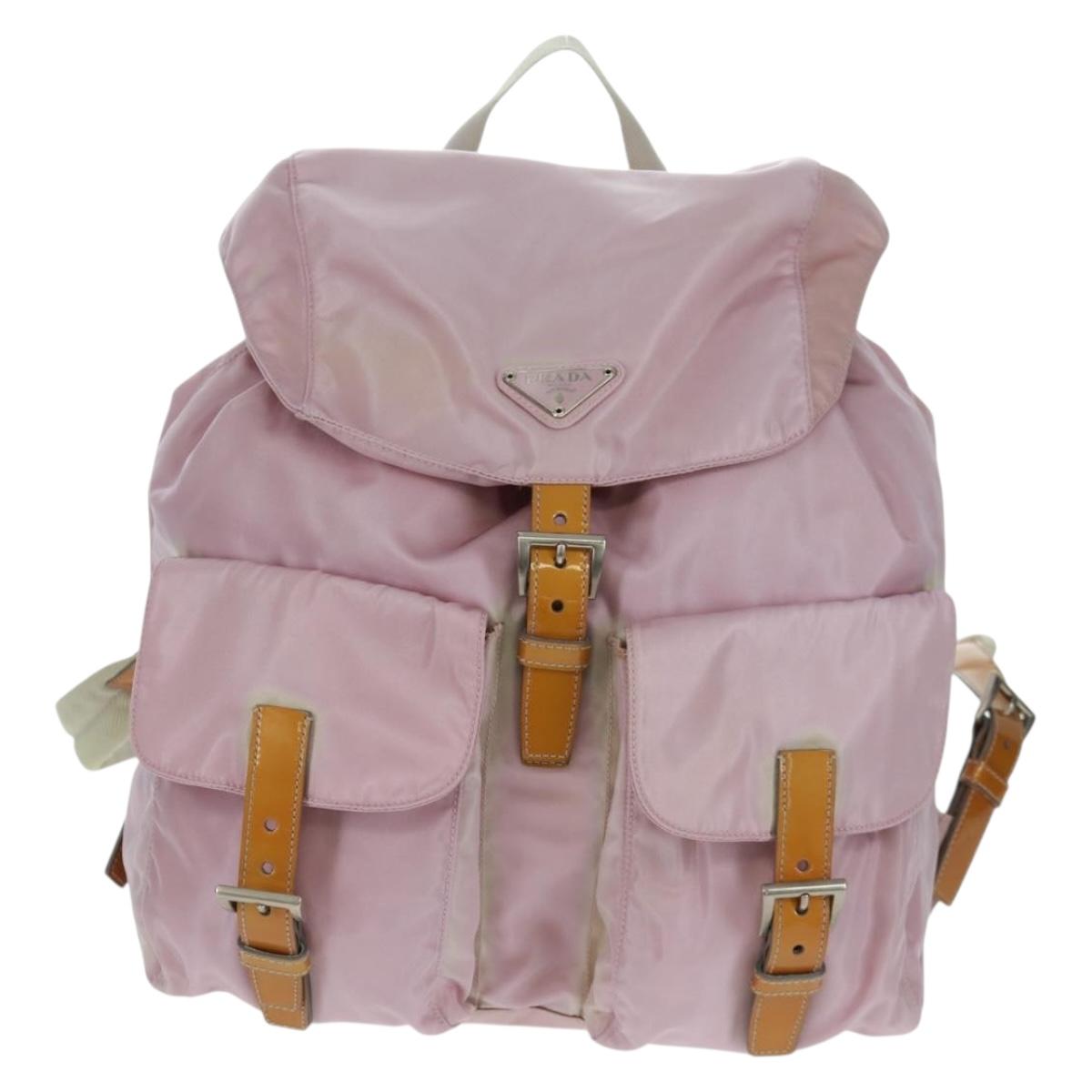 PRADA Backpack Nylon Pink Silver Auth 161509