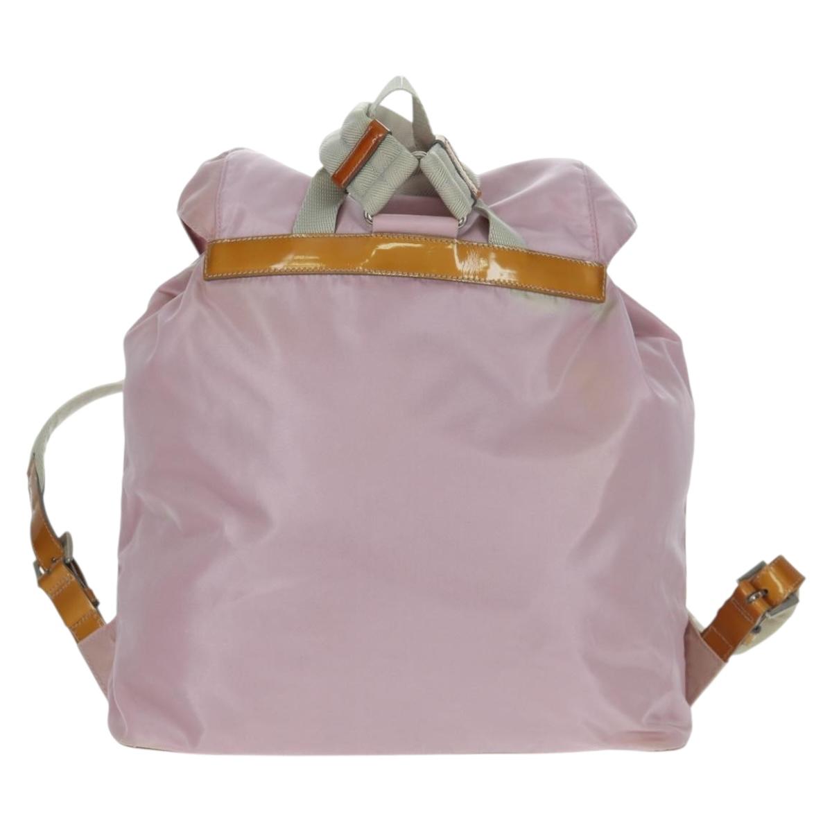 PRADA Backpack Nylon Pink Silver Auth 161509