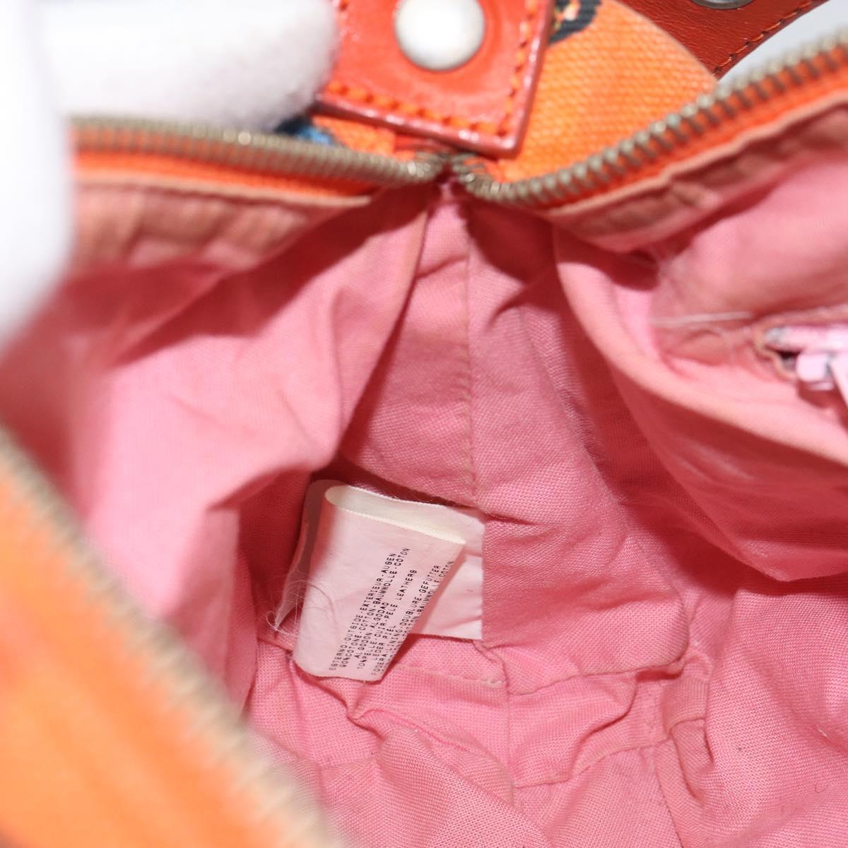 VERSACE Shoulder Bag Canvas Orange Silver Auth 161511V