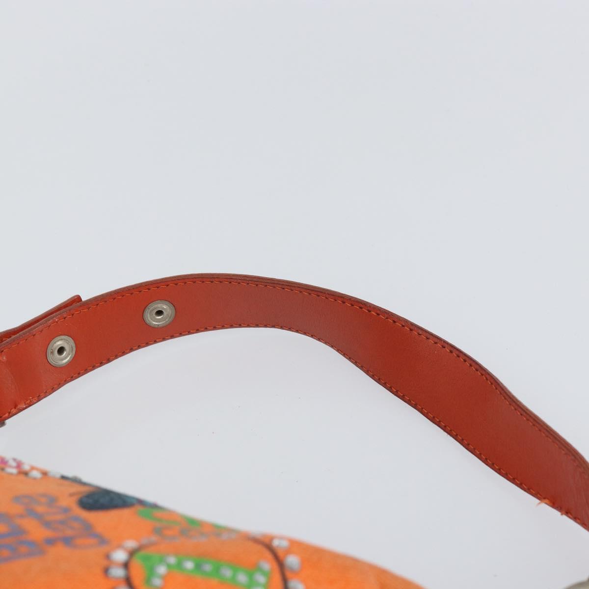 VERSACE Shoulder Bag Canvas Orange Silver Auth 161511V