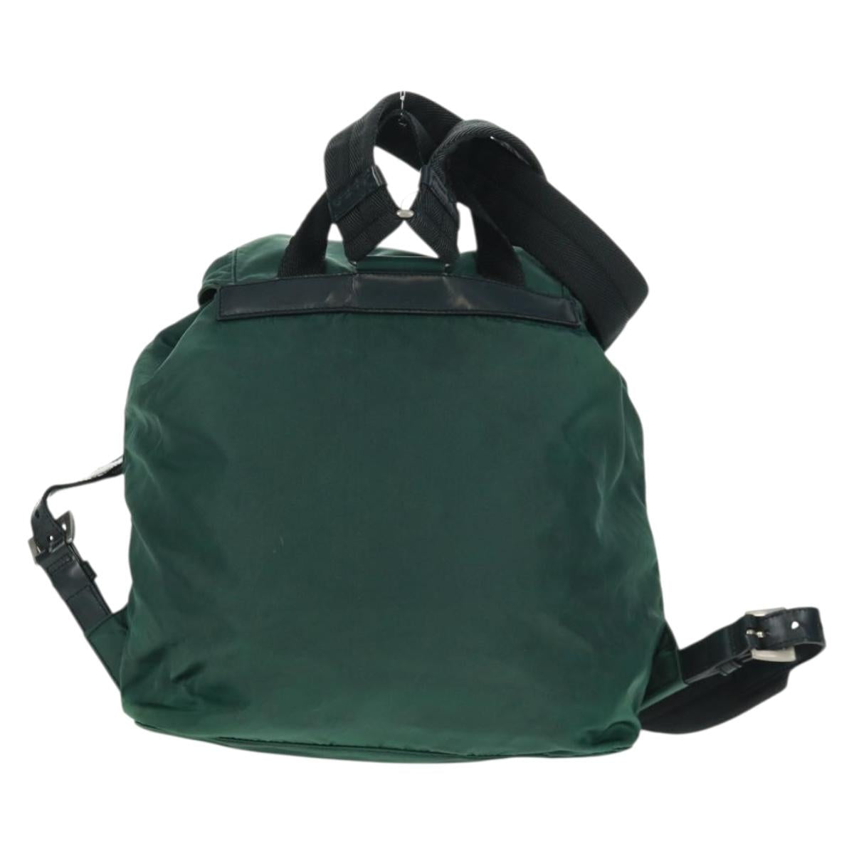 PRADA Backpack Nylon Green Silver Auth 161515