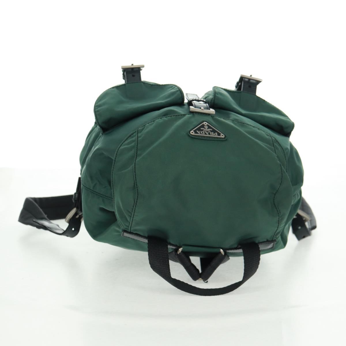 PRADA Backpack Nylon Green Silver Auth 161515