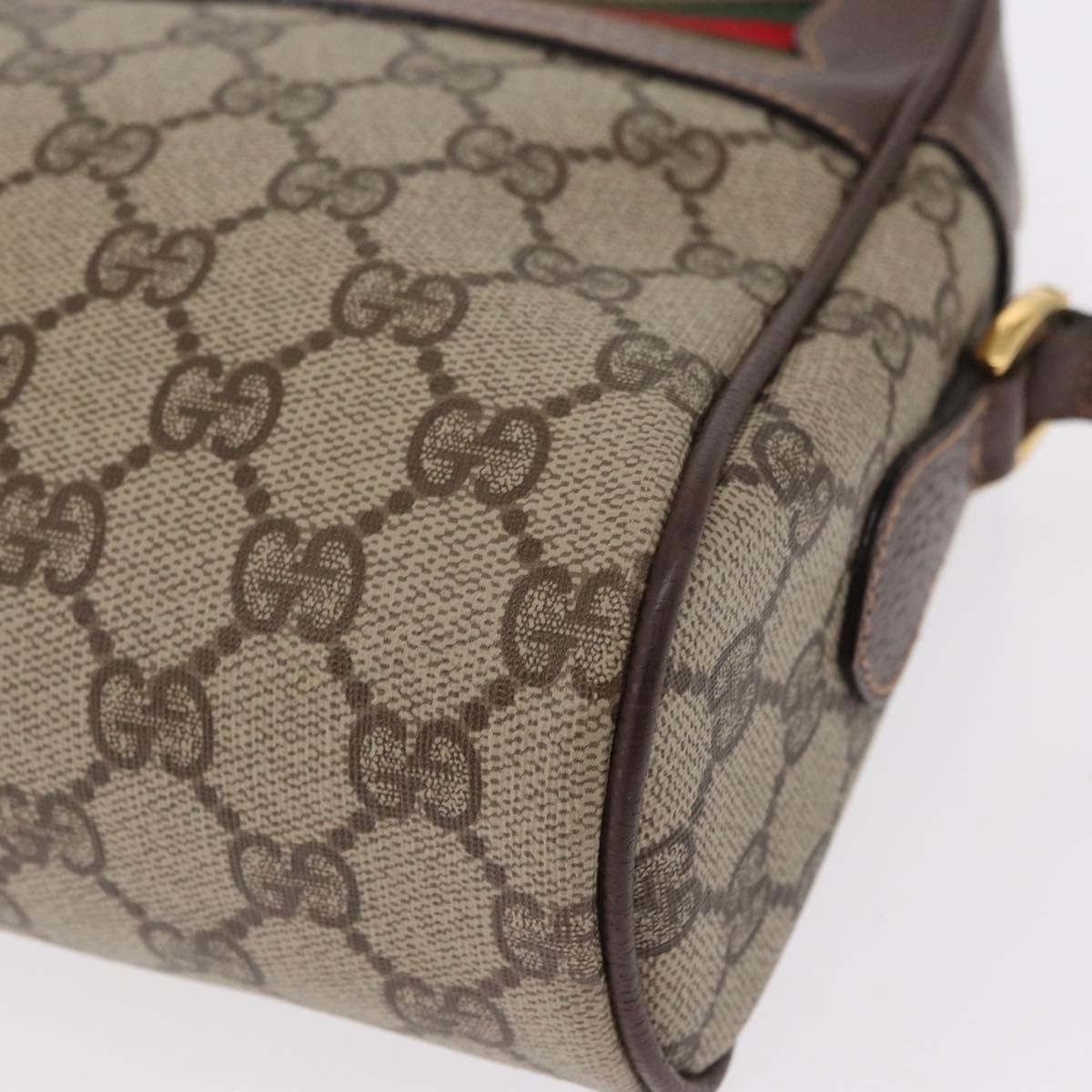 GUCCI GG Supreme Web Sherry Line Shoulder Bag PVC Beige 001 113 6472 Auth 161523