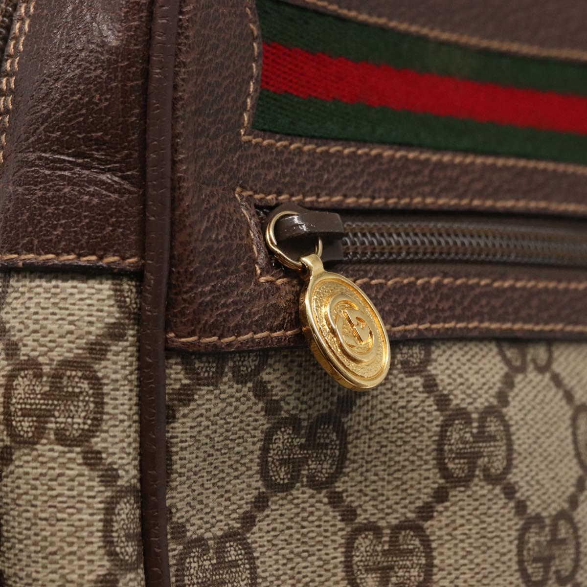 GUCCI GG Supreme Web Sherry Line Shoulder Bag PVC Beige 001 113 6472 Auth 161523