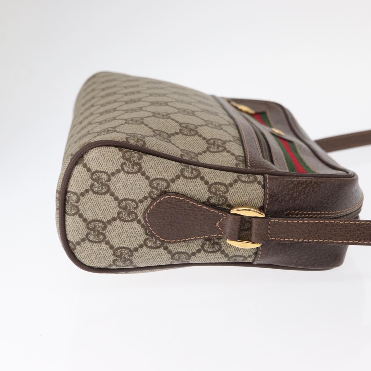 GUCCI GG Supreme Web Sherry Line Shoulder Bag PVC Beige 001 113 6472 Auth 161523
