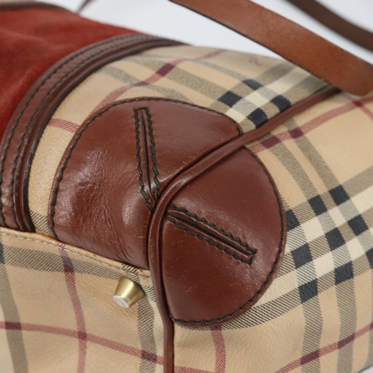 BURBERRY Nova Check Tote Bag PVC Beige Gold Auth 161529