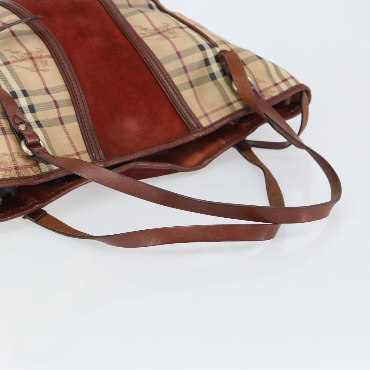 BURBERRY Nova Check Tote Bag PVC Beige Gold Auth 161529