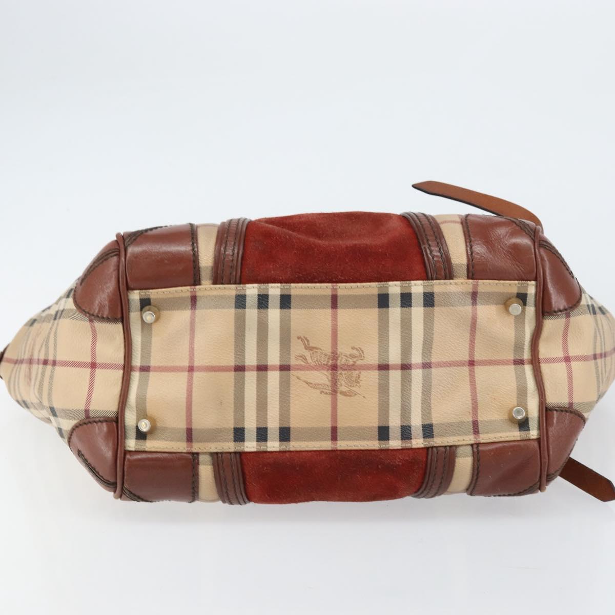 BURBERRY Nova Check Tote Bag PVC Beige Gold Auth 161529