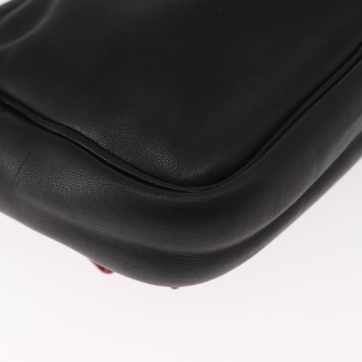 PRADA Shoulder Bag Leather Black Gold Auth 161530V
