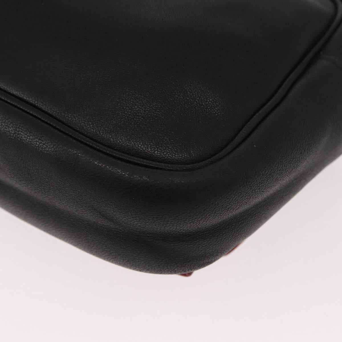 PRADA Shoulder Bag Leather Black Gold Auth 161530V