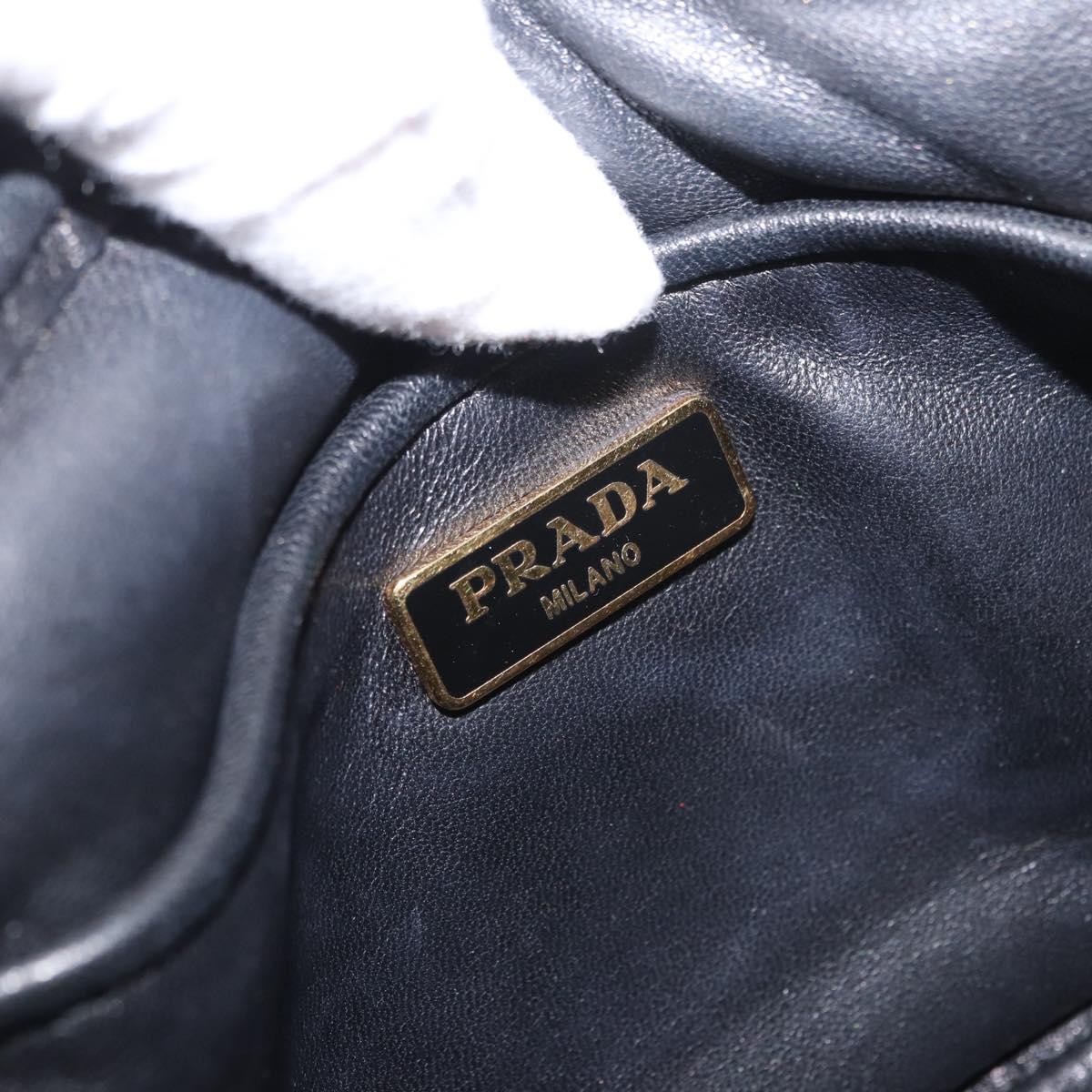 PRADA Shoulder Bag Leather Black Gold Auth 161530V