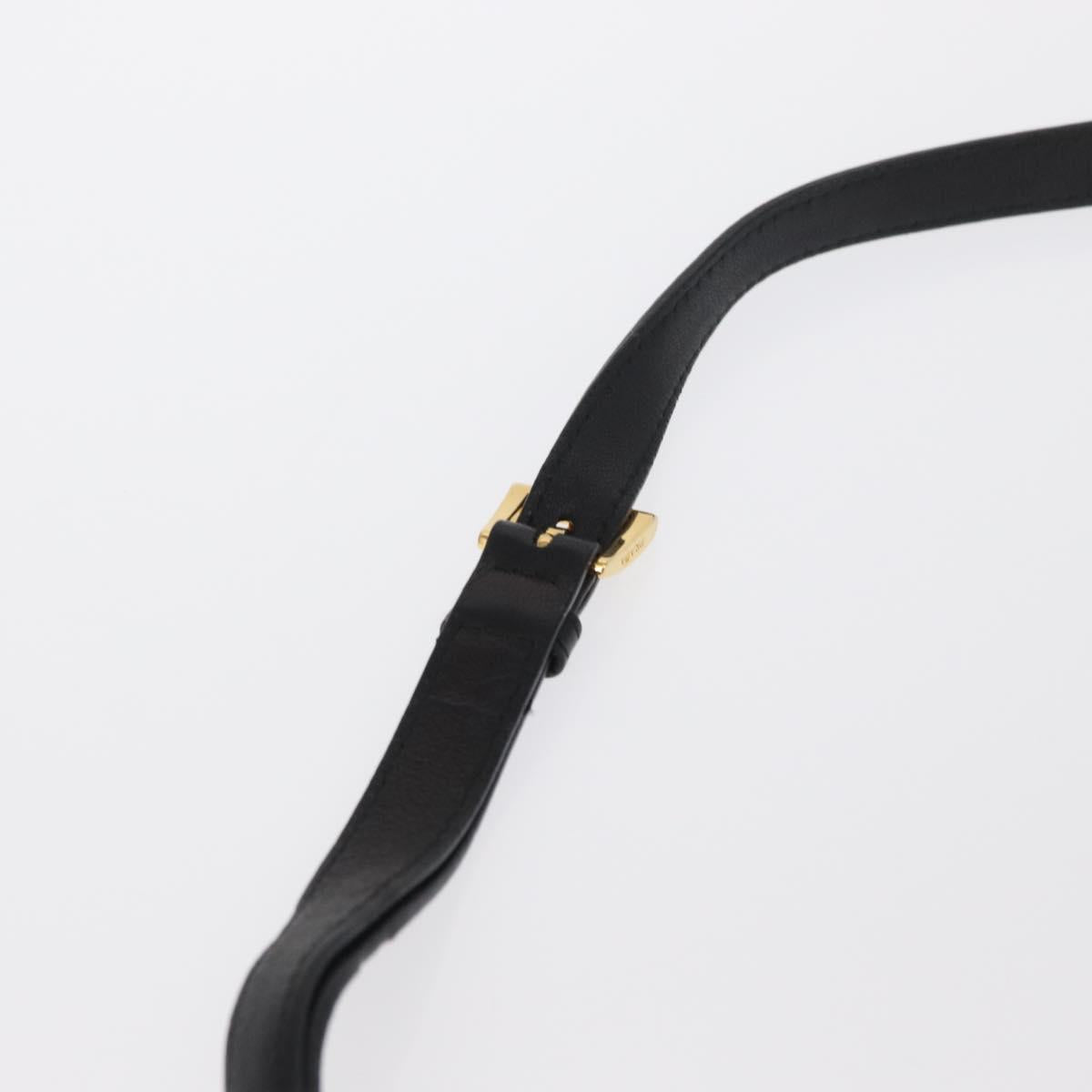 PRADA Shoulder Bag Leather Black Gold Auth 161530V