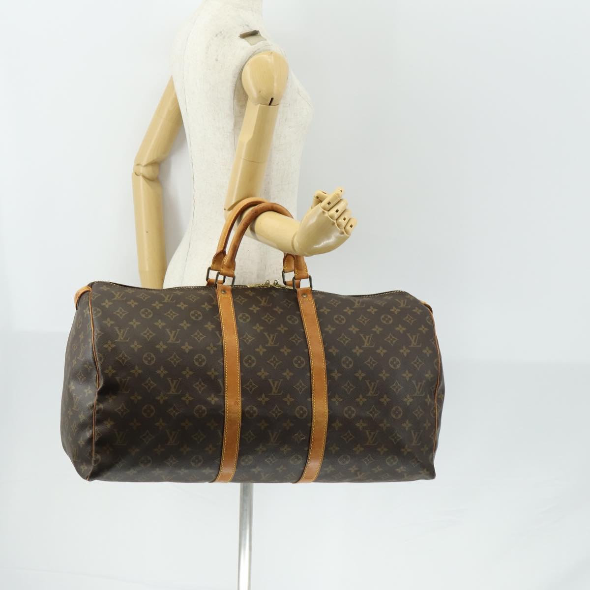LOUIS VUITTON Monogram Keepall 55 Boston Bag M41424 LV Auth 161537