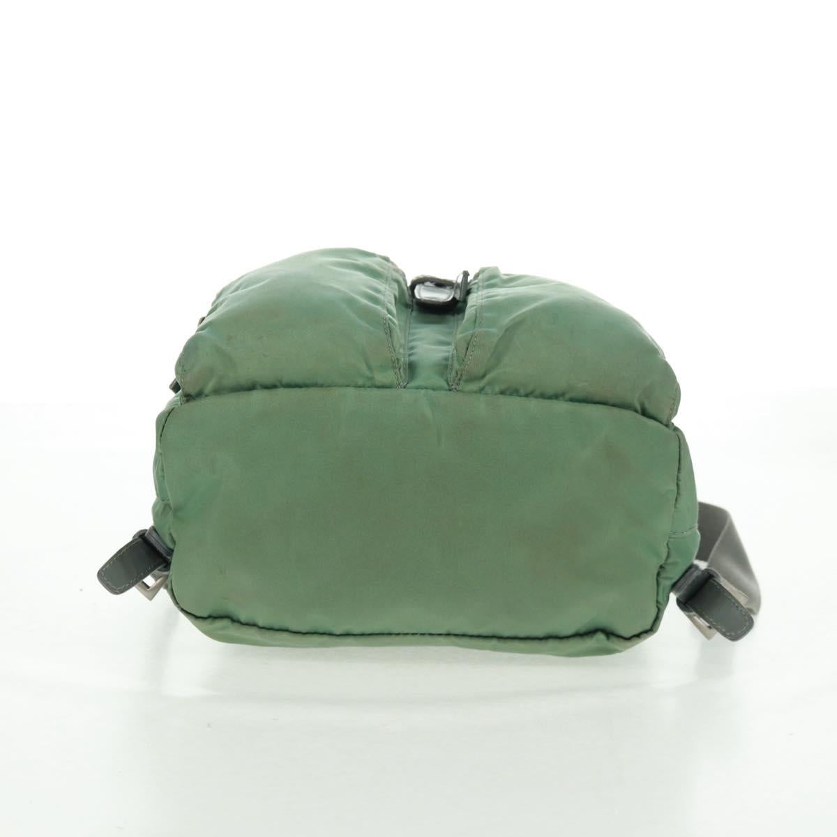 PRADA Backpack Nylon Silver Light green Auth 161541