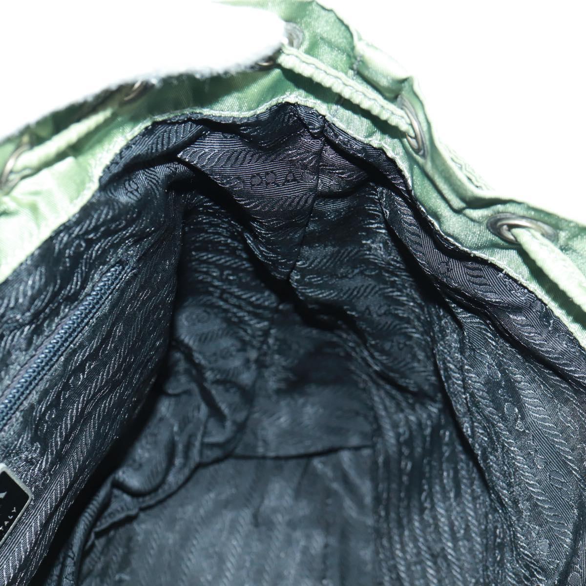 PRADA Backpack Nylon Silver Light green Auth 161541