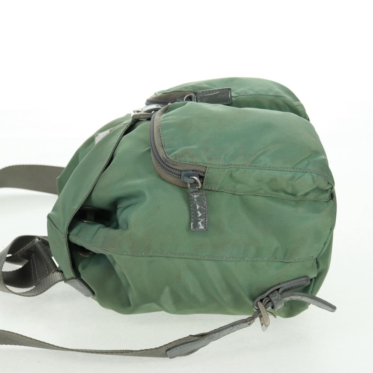 PRADA Backpack Nylon Silver Light green Auth 161541