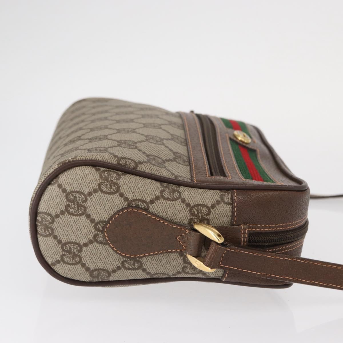 GUCCI GG Supreme Web Sherry Line Shoulder Bag PVC Beige 56 02 087 Auth 161551
