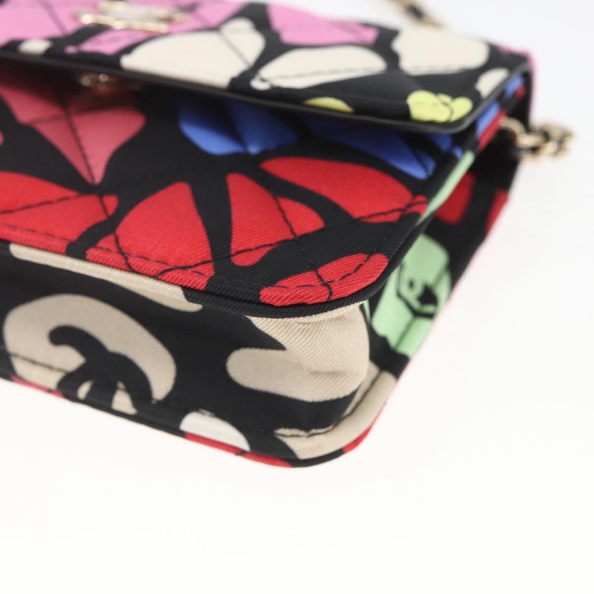 CHANEL Mini Matelasse 12 Chain Shoulder Bag Cotton Gold CC Auth 161565SM