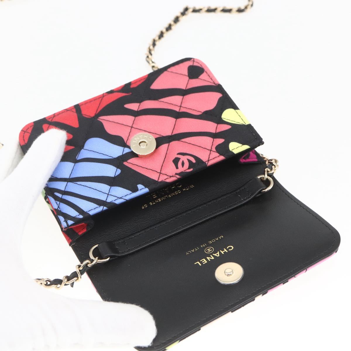 CHANEL Mini Matelasse 12 Chain Shoulder Bag Cotton Gold CC Auth 161565SM