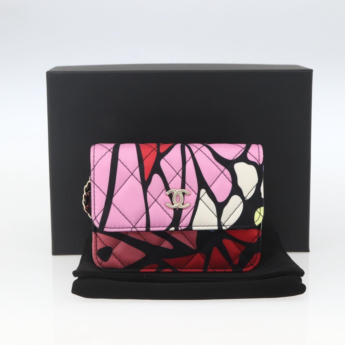 CHANEL Mini Matelasse 12 Chain Shoulder Bag Cotton Gold CC Auth 161565SM