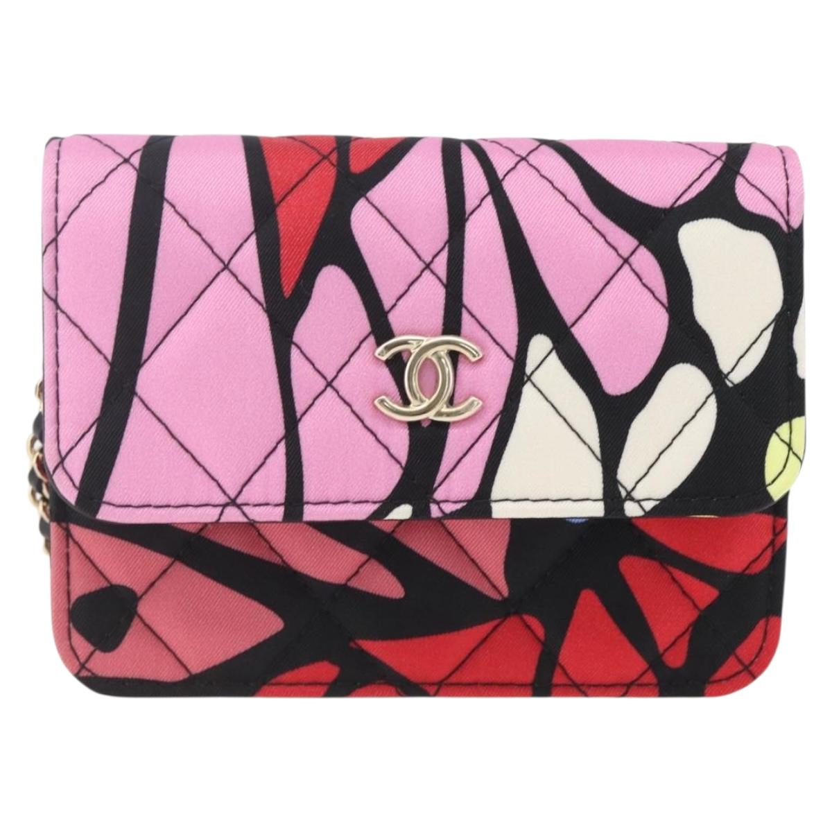 CHANEL Mini Matelasse 12 Chain Shoulder Bag Cotton Gold CC Auth 161565SM