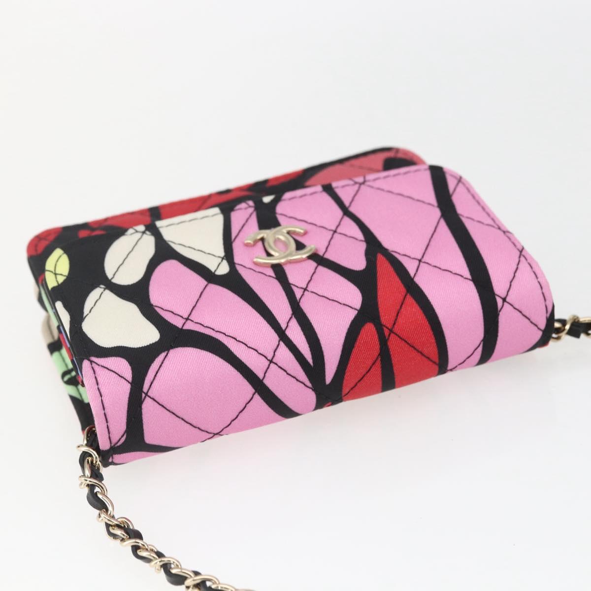 CHANEL Mini Matelasse 12 Chain Shoulder Bag Cotton Gold CC Auth 161565SM