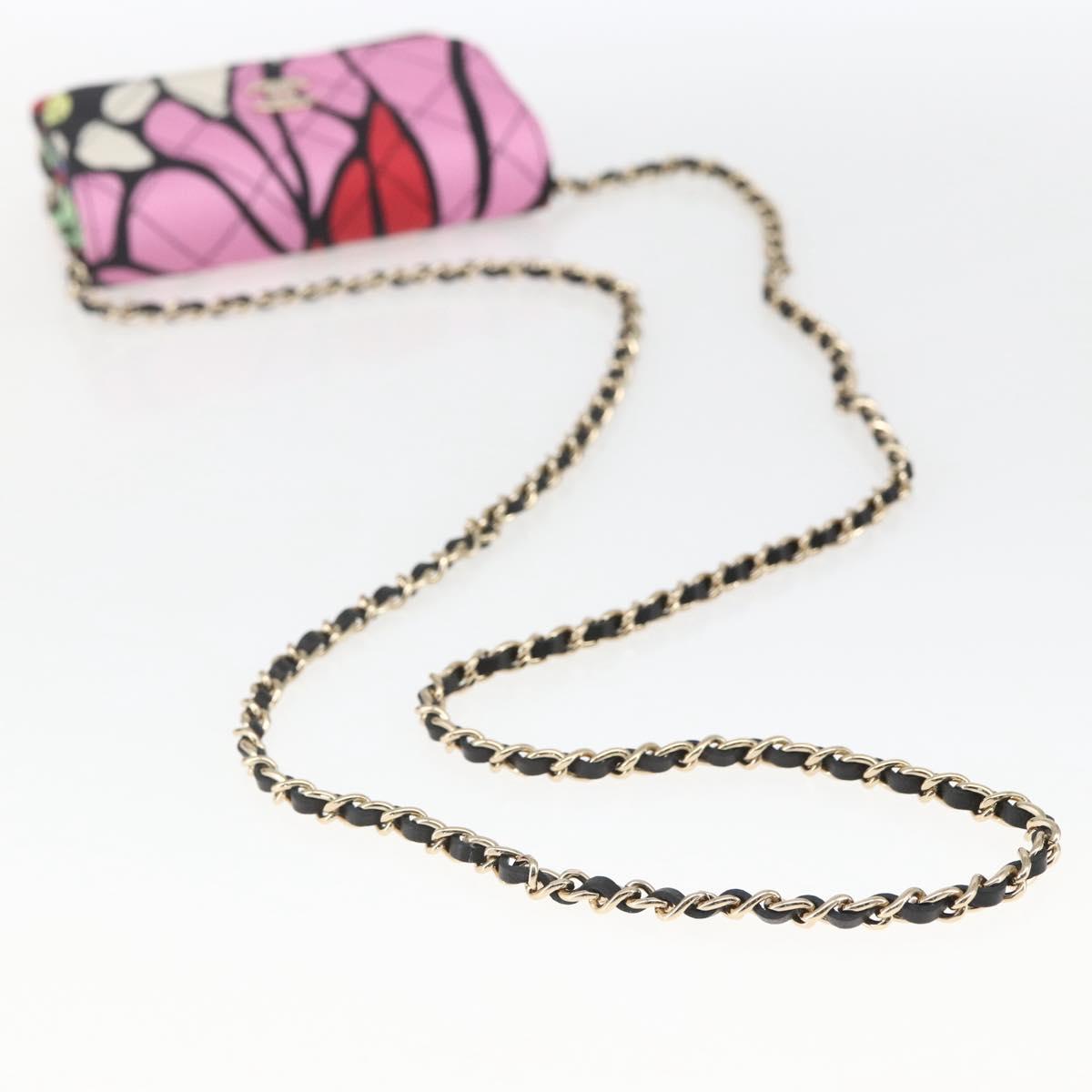 CHANEL Mini Matelasse 12 Chain Shoulder Bag Cotton Gold CC Auth 161565SM