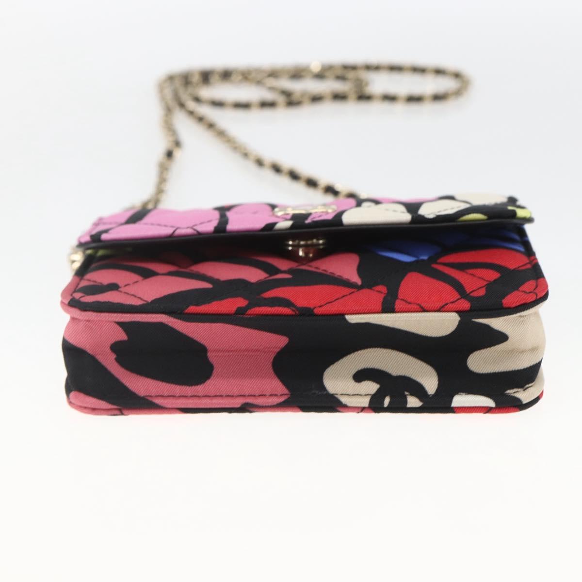 CHANEL Mini Matelasse 12 Chain Shoulder Bag Cotton Gold CC Auth 161565SM