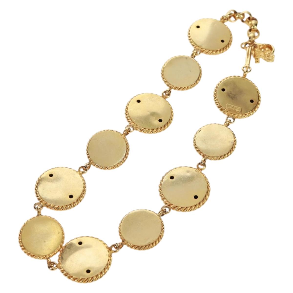 Salvatore Ferragamo Pearl Necklace metal Gold Tone Auth 161568V
