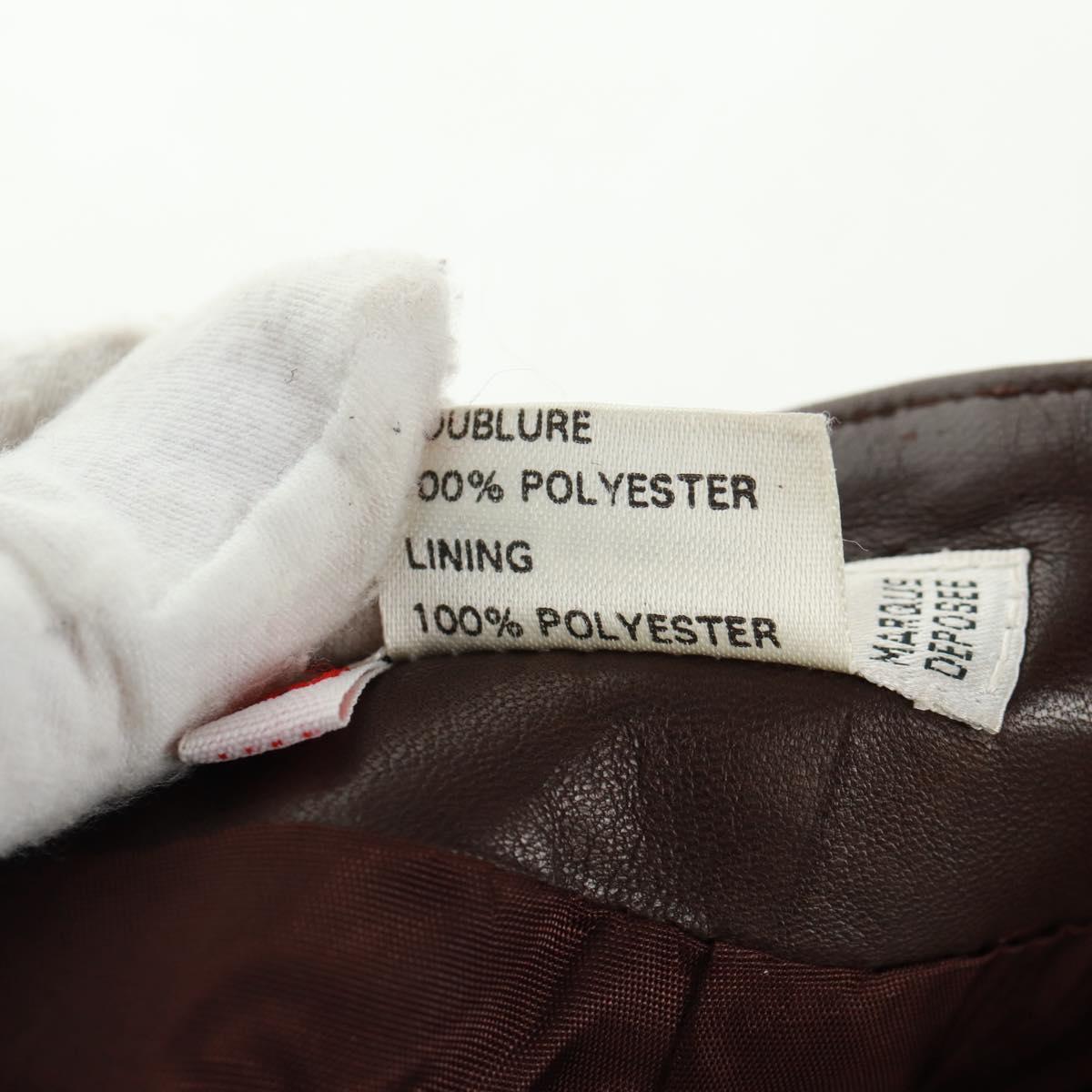 CELINE Skirt Lamb Skin Brown Gold Auth 161571V