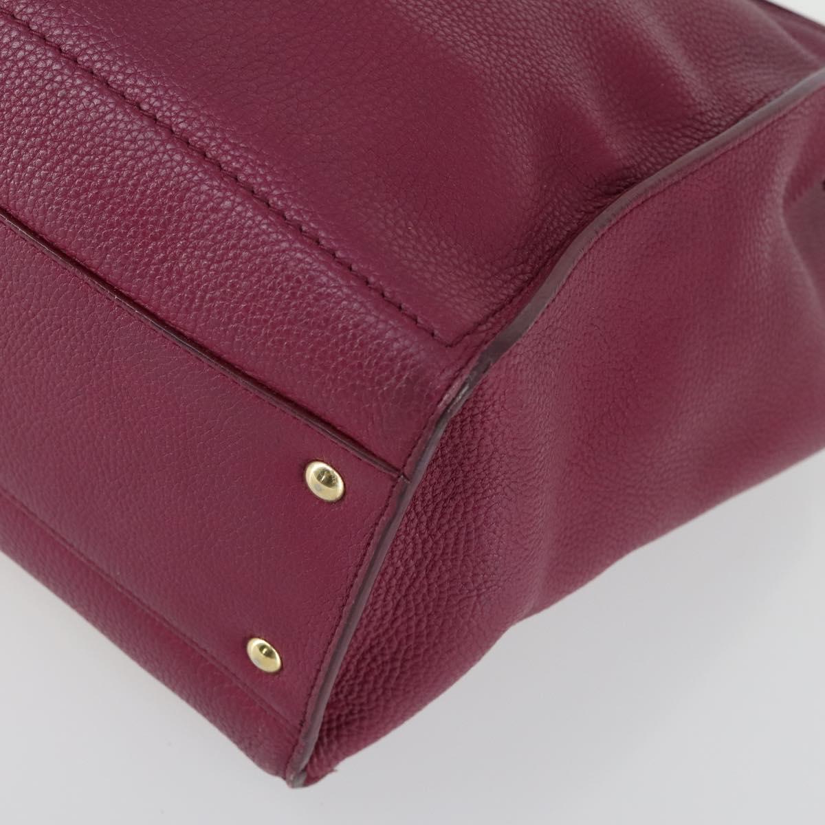 Salvatore Ferragamo Gancini Tote Bag Leather Purple Gold Auth 161588