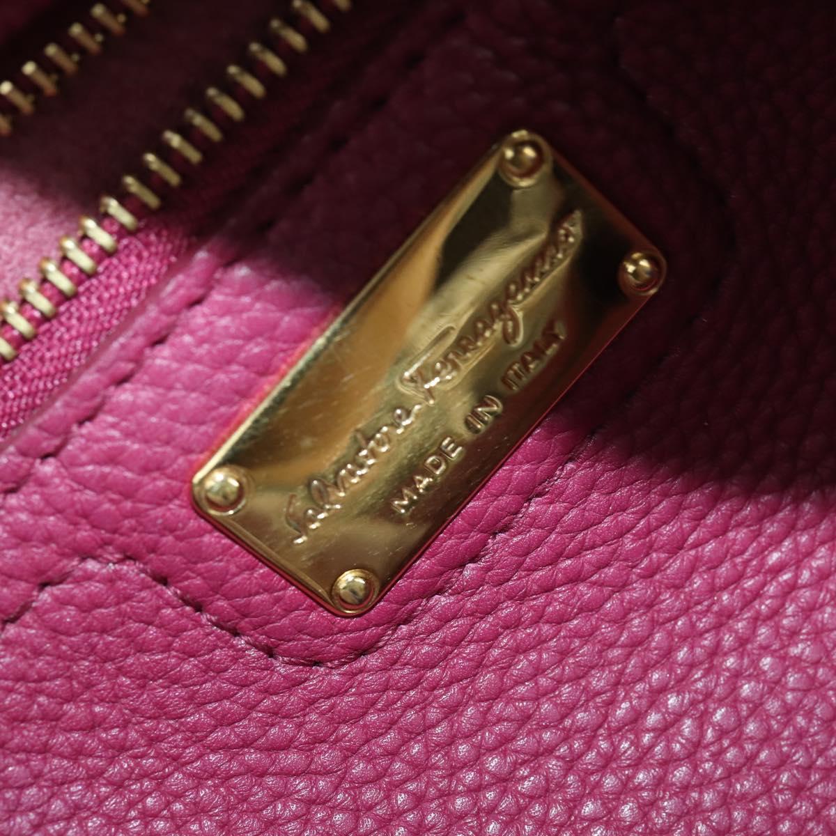 Salvatore Ferragamo Gancini Tote Bag Leather Purple Gold Auth 161588