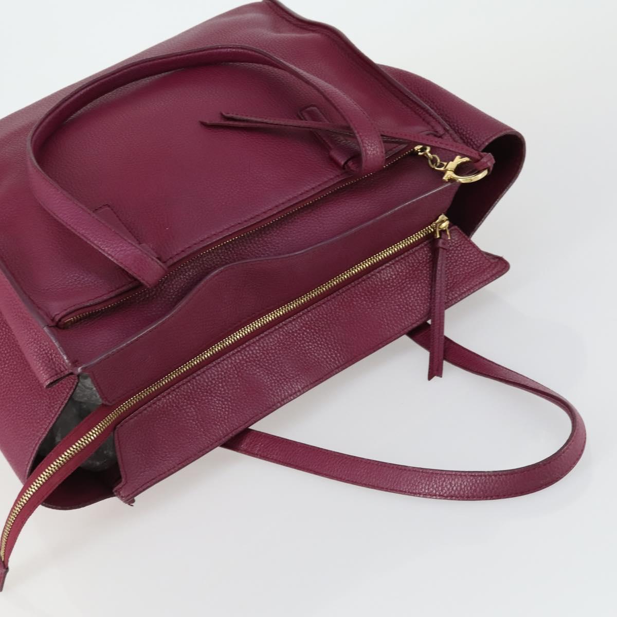 Salvatore Ferragamo Gancini Tote Bag Leather Purple Gold Auth 161588