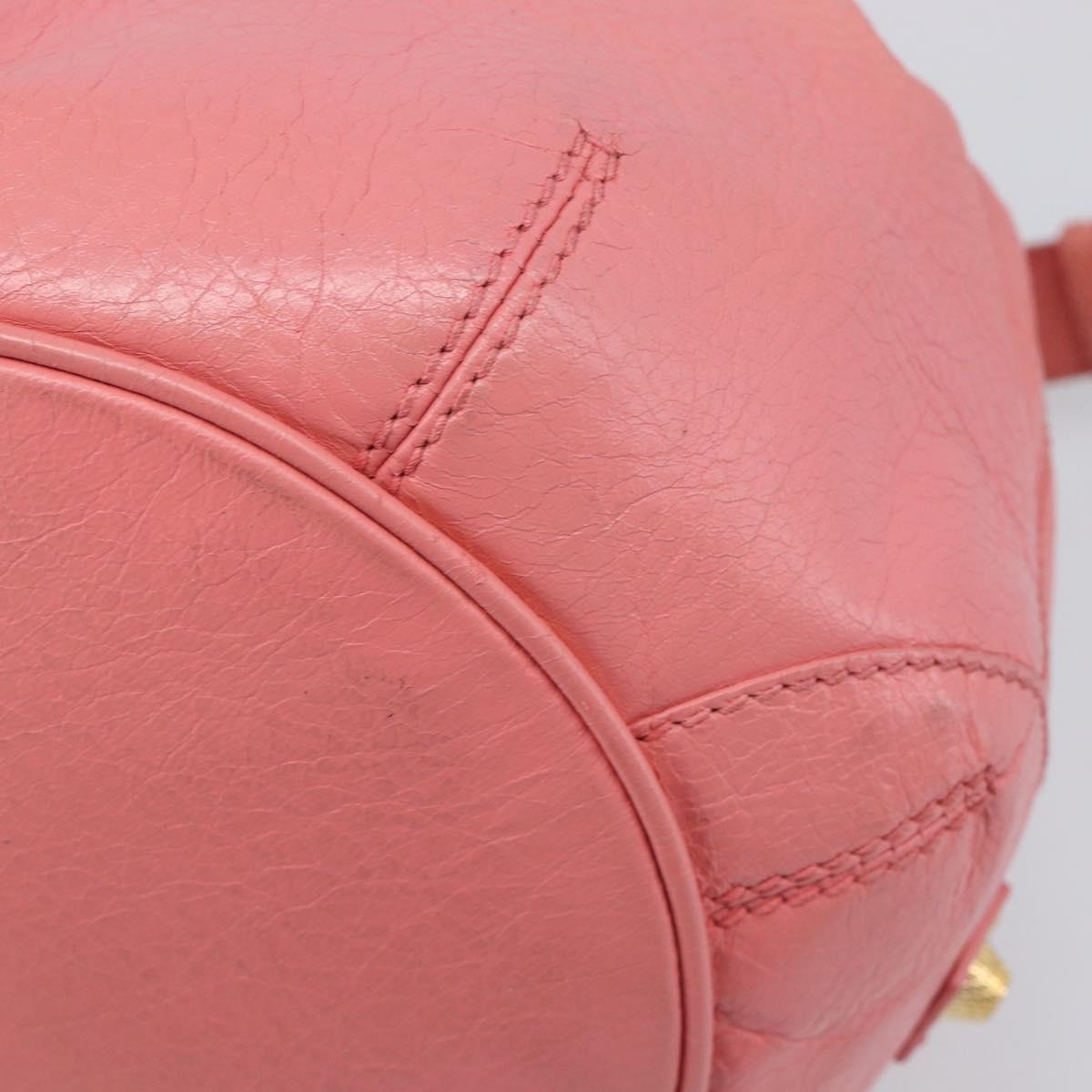 BALENCIAGA Giant Mini Pom Pom Hand Bag Leather 2way Pink Gold Auth 161592V