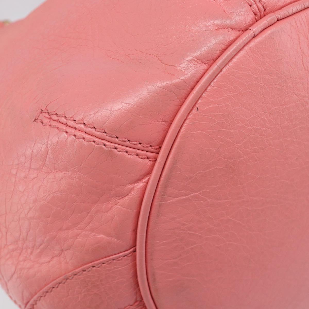 BALENCIAGA Giant Mini Pom Pom Hand Bag Leather 2way Pink Gold Auth 161592V