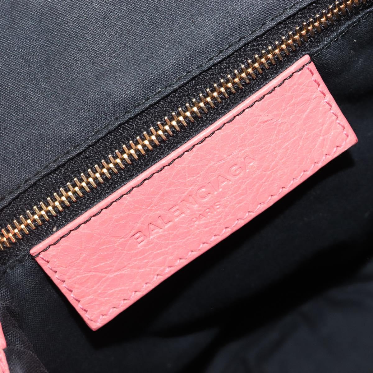 BALENCIAGA Giant Mini Pom Pom Hand Bag Leather 2way Pink Gold Auth 161592V