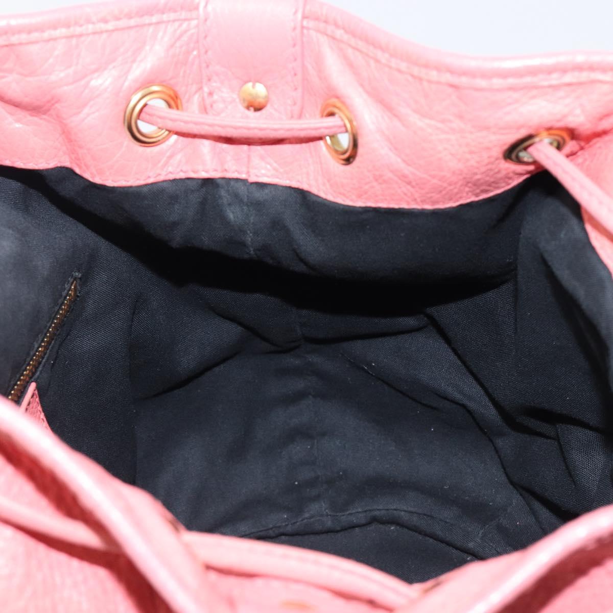 BALENCIAGA Giant Mini Pom Pom Hand Bag Leather 2way Pink Gold Auth 161592V